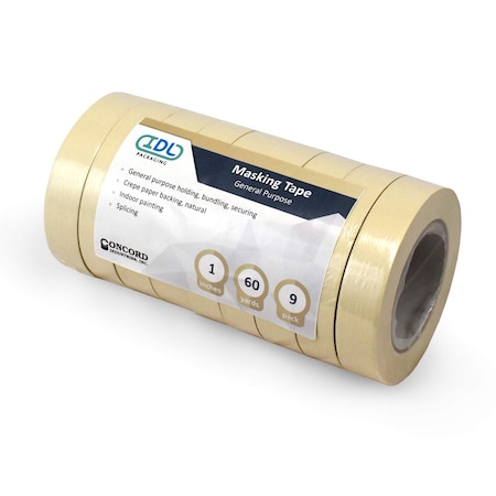 Masking Tape, 1x60 Yd. White PK9